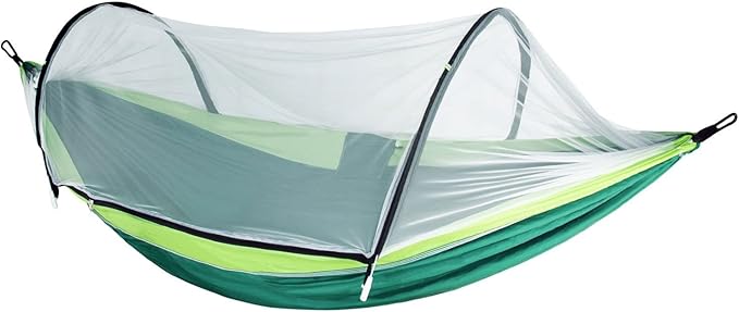 Camping Hammock with Net, Travel Portable Lightweight Hammock with Tree Straps and Carabiners, Pop Up Parachute Nylon Hammock, for Beach Patio Hiking (Color : LargeB, Size : 270x140cm)
