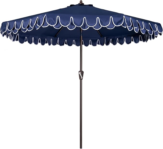 9Ft Elegant Valance Patio Umbrella, Outdoor Umbrellas for Patio with Auto-Tilt and Crank Systerm, Table Umbrella for Outdoors, Poolside,Beach, Backyard