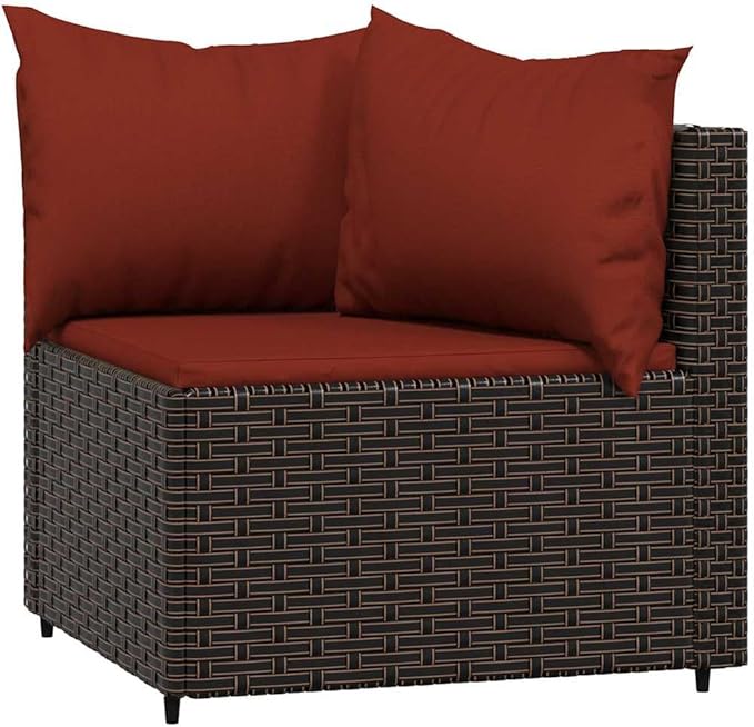 2-Piece Patio Sectional 24.8"x9.8"x22.6" PE Rattan Corner Couch Modular Steel Frame Loveseat for Garden Balcony
