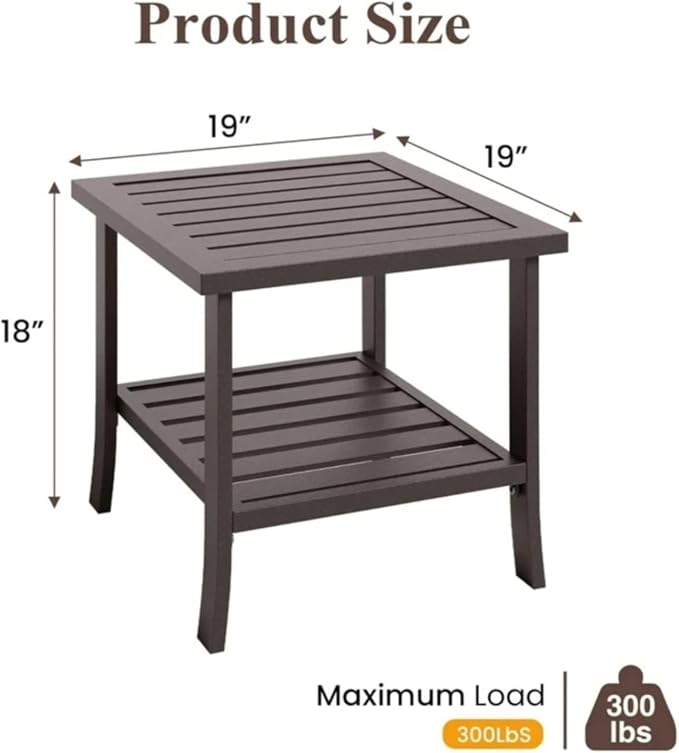 Hassyee 2 Pieces All-Weather Metal Outdoor Conversation Set with Coffee Table and Removable Cushions for Balcony, Patio Furniture Set with Modern Curved Design for Backyard, Lawn (Coffee Table)