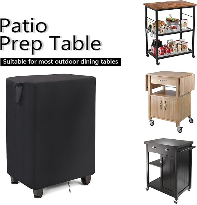Prep Table Cover for Keter Unity Outdoor Kitchen Portable Bar Cart, Waterproof Patio BBQ Grill Cart Cover, for Outdoor Pizza Oven Table Stand - 32 x 24 x 32 Inch
