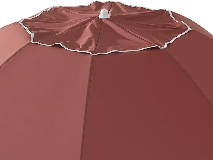 7.2FT Patio Beach Umbrella, Adjustable Height and Tilt Design, UPF 50+ Sun Protection with Silver Coating, Wind-Resistant Fiberglass Ribs, Portable 2-Fold Design, Includes Carry Bag, Base Not Included