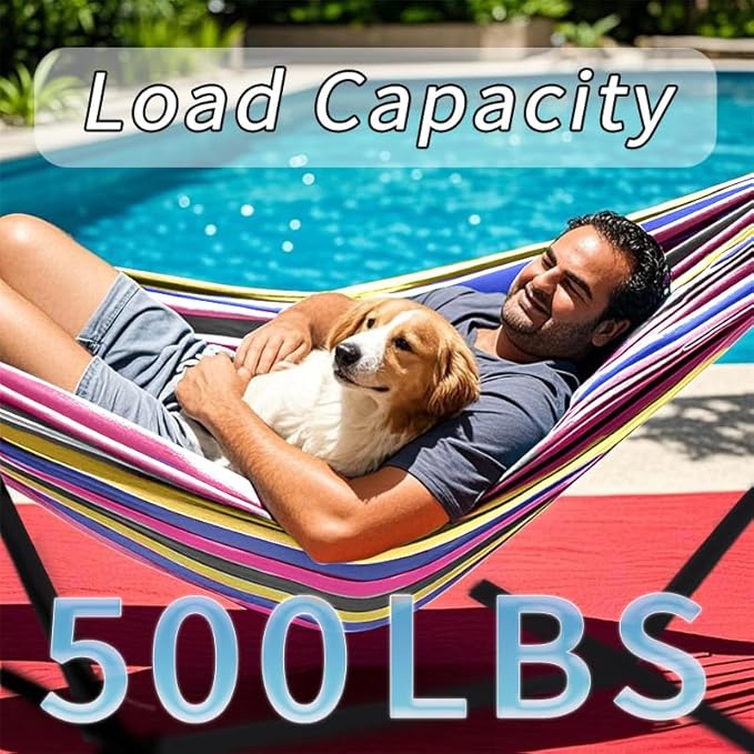 Double Hammock, Heavy Duty Portable, 500 lb Weight Capacity, Perfect for Both Indoors and Outdoors, 2 Person Hammock with Carrying Bag, Wide Red