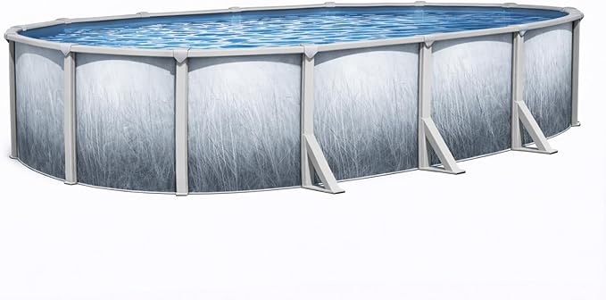 Lake Effect Pools 'Bermuda' 15 ft x 30 ft Oval Above Ground Swimming Pool | 48 Inch Resin Protected Steel Sided Walls | Bundle Includes: 25 Gauge Overlap Liner & Widemouth Skimmer