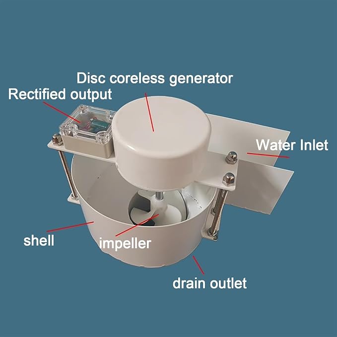 150W Micro Hydro Generator Portable Water Turbine 12V 24V DC Low Head Hydropower System for Small Stream Off Grid Power Camping Emergency Energy(Generator+Controller)