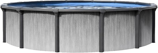 Lake Effect Pools 'Lanai' 30 ft Round Above Ground Swimming Pool | 52 Inch Resin Protected Steel Sided Walls | Bundle Includes: 25 Gauge Overlap Liner & Widemouth Skimmer