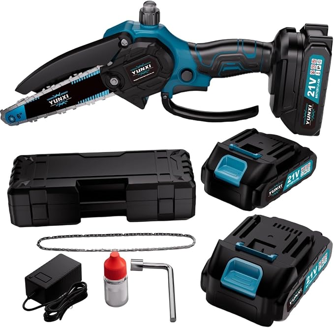 The new 2026 cordless chainsaw, mini chainsaw, has strong performance. suitable for tending to garden branches and wood (Battery * 2+plastic box)