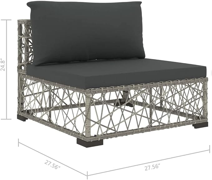 6 Piece Patio Lounge Set with Cushions, Porch Furniture Set Outdoor Dining Sets Patio Conversation Set Outdoor Sofa Sets for Negotiation Area Poolside Piazza Exhibition Poly Rattan Gray