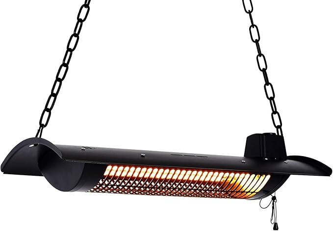 Star Patio Electric Patio Heater, Outdoor Heater, 750W/1500W Ceiling Infrared Heater with Rectangular Shape, Black, Silent Heating Hanging Patio Heater, IP44 Waterproof, STP2066-CN2025