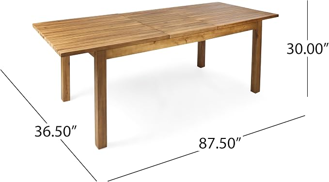 7-Piece Acacia Wood Outdoor Dining Set with 6 Chairs and Expandable Table, Teak Finish - Weather-Resistant Patio Furniture for Backyard, Garden, and Deck