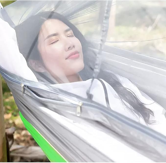 Outdoor Hammock Anti-Rollover Travel Camping Portable Hammock Hanging Chair Outdoor Portable Camping Travel Equipment (Color : Green-a, Size : 260 * 140cm)