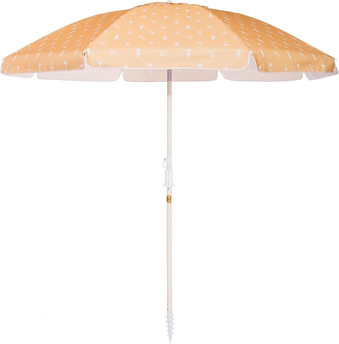 Business & Pleasure Co. Margaritaville Manana Umbrella - 6.5' Beach Umbrella Sand Anchor, 7' Tall Telescopic Aluminum Pole, UPF 50+