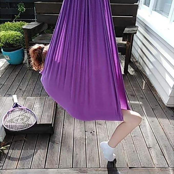 Sensory Swing for adults Indoor kids Therapy Swing Calming Snuggle Hammock durable soft strong fabric swing Best suited for children with SPD Autism and Asperger ( Color : Dark purple , Size : 1M x 2.