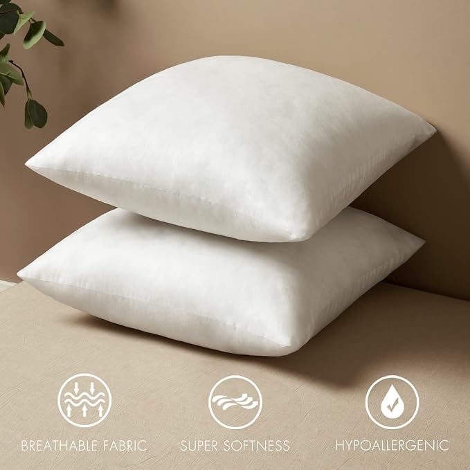 MIULEE Pack of 2 Decorative Outdoor Waterproof 24x24 Pillow Covers Navy Blue Bundle 18x18 Pillow Inserts Set of 2 Square Decorative Throw Pillows