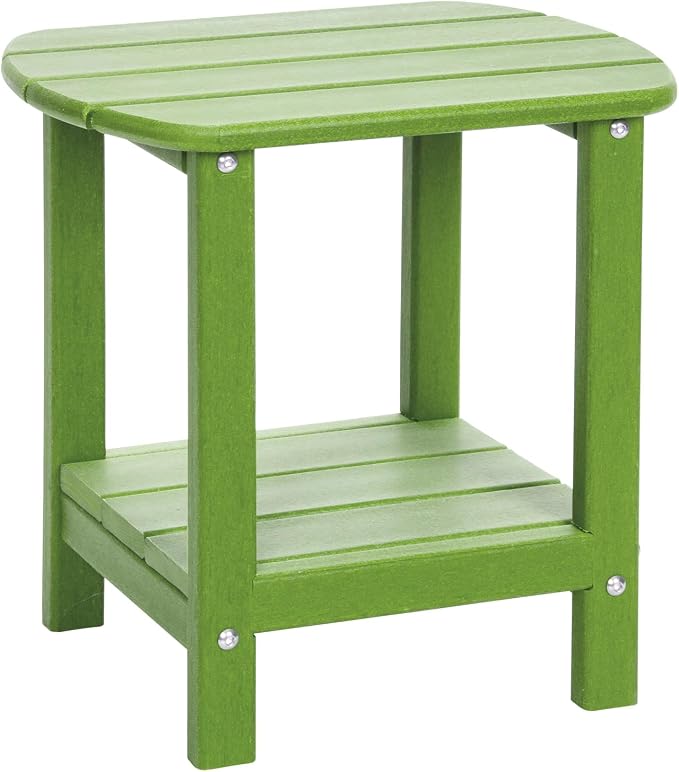 Outdoor Side Table 2 -Tier Adirondack Table HDPE Patio Side Table Weather Resistant End Table Small Outdoor Table (Lime)