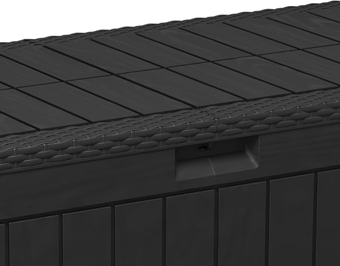 100 Gallon Deck Box, Watertight Resin Outdoor Storage Box for Patio Furniture Cushions and Pool Supplies, Lockable Yard Storage Bin with No Tool Assembly, Black