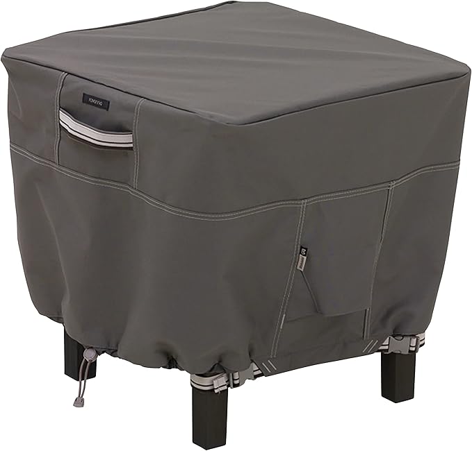 Classic Accessories Ravenna Water-Resistant 21 Inch Square Patio Ottoman/Table Cover, Outdoor Table Cover