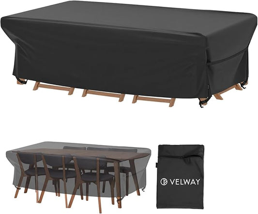 Velway Patio Table Chairs Set - Waterproof 88"L x 62"W x 28"H Outdoor Bistro Dining Set - Fire Pit Table Cover - Furniture Cover - Small Rectangle - Ultra Windproof - UV-Resistant