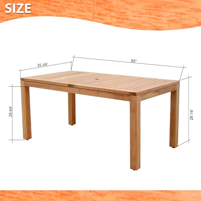 Amazonia Geneve 5-Piece Patio Rectangular Dining Table Set | Certified Teak | Ideal for Outdoors and Indoors