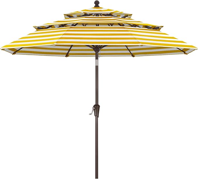 ABCCANOPY 5-Year 10-Year No Fading 9FT 3 Tiers Patio Umbrella, Outdoor Table Umbrella with 8 Sturdy Ribs for Deck, Backyard, Garden, Yard