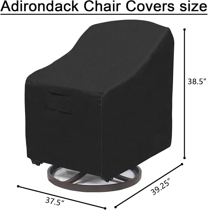 Outdoor Swivel Lounge Chair Cover 2 Pack,100% Waterproof Heavy Duty Patio Chair Covers, UV & Tear Resistant (37.5 W x 39.25 D x 38.5 H inches) Patio Furniture Covers 2-Pack Black