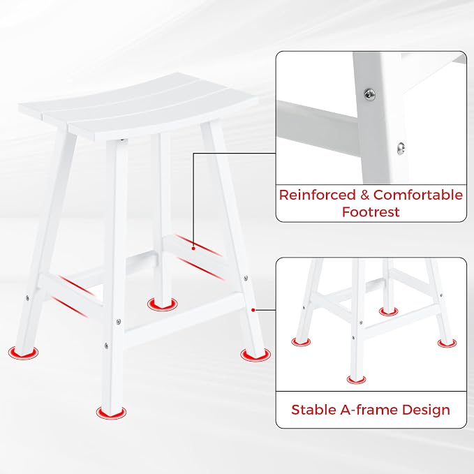 Costaelm Outdoor Bar Table, 37" Counter Height Round Patio Cocktail Bar Table, Patio Bar Table 3-Pieces Set Bistro Dining Table Pub Table for Front Porch Deck, Backyard, Garden, White