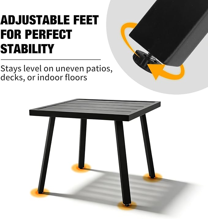 EAGLE PEAK Small Patio Side Table, Weather-Resistant Outdoor Table for Balcony, Porch, Deck, or Garden, Modern Design, Square, 18" x 18" x 15"