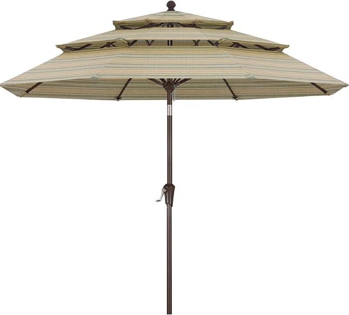 ABCCANOPY 5-Year 10-Year No Fading 9FT 3 Tiers Patio Umbrella, Outdoor Table Umbrella with 8 Sturdy Ribs for Deck, Backyard, Garden, Yard