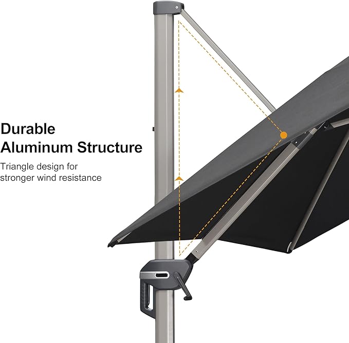 PURPLE LEAF Patio Umbrella with Base Included, 9ft Outdoor Aluminum Cantilever Umbrella with 360° Rotation, Aluminum Large Offset Umbrella for Outdoor Garden Pool, Black