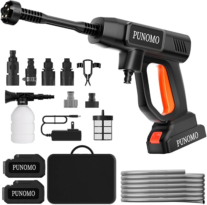 Cordless Portable Washer, Battery Operated Cordless Portable Cleaning Tool, Lightweight Washer Sprayer, 6-in-1 Nozzle,Storage Bag; Handheld Washer; Car Washer for Home, Fence,Camping,Bicycles Cleaning