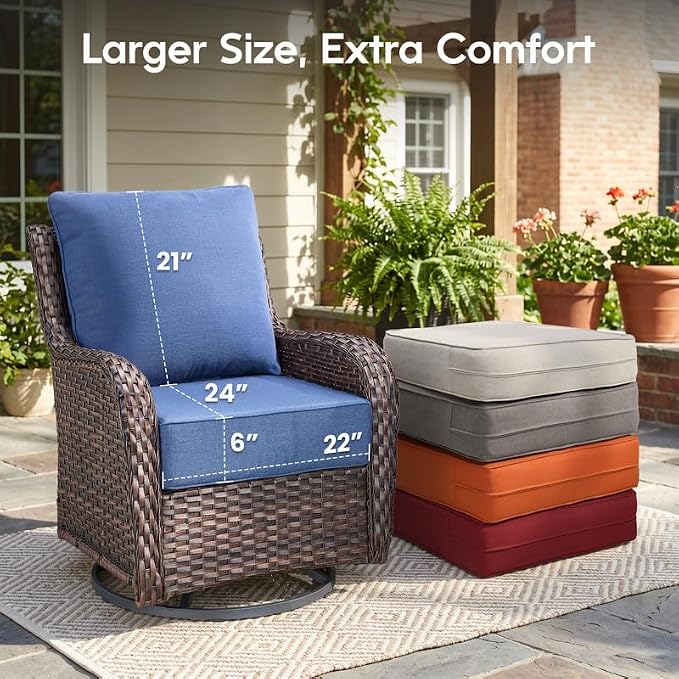 Luxury 22*24*6in Outdoor Patio Cushions, 6 Pieces Navy Blue Outdoor Cushion | 6'' Thick Outdoor Cushions, Water-Resistant, Reversible, Removable Cover, for Patio Chairs Sofa Couch Loveseat