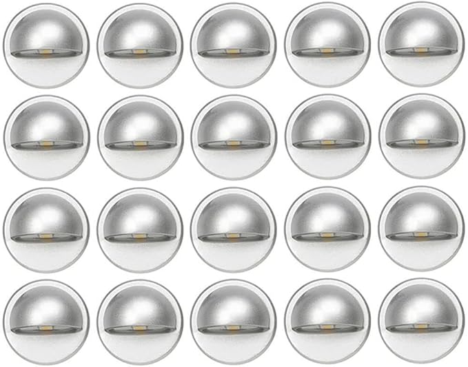 FVTLED Pack of 20 Low Voltage LED Deck Light Kit Φ1.38 Waterproof Outdoor Step Stairs Garden Yard Patio Landscape Decor Lighting Cool White Lamp