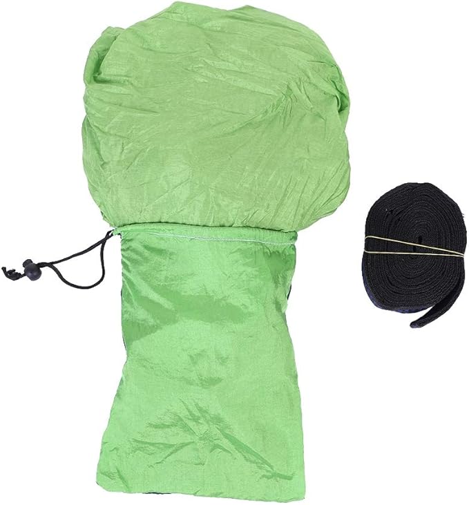 Portable Camping Travel Single Hammock, Hanging Bed with Tree Strap, Lightweight Nylon Hammock for Outdoor Backpacking, Includes 2 Straps and Metal Buckles for Quick (Matching Tree with Fruit Green