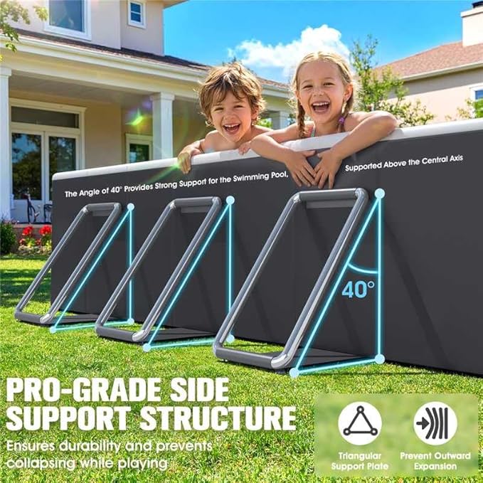 StarOcean Foldable Pool with Canopy,Non Inflatable Pool,Large Foldable Swimming Pool for Adult Portable Pool,Large Collapsible Kid Pool with Shade,Folding Kid Pool for Backyard,90x50x20 in-Dark Blue
