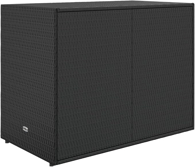 REWIS Garden Storage Cabinet Outside Deck Storage Box Outdoor Patio Storage Backyard Storage Box Furniture Storage Box Black 39.4"x21.9"x31.5" Poly Rattan