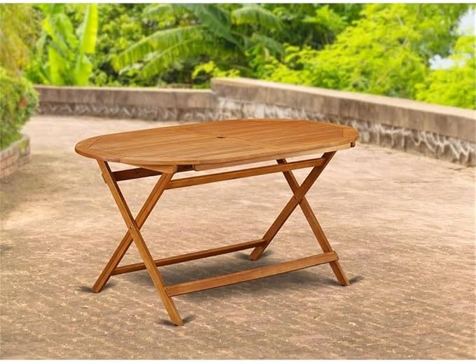 East West Furniture BDITFNA Outdoor Dining Bistro Table - an Oval Acacia Wood Table, 36x60 Inch, Natural Oil
