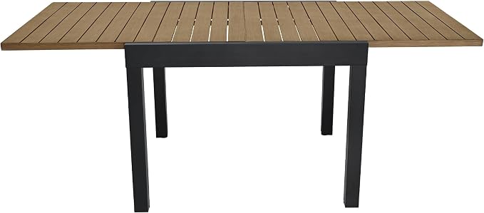 Expandable Patio Dining Table for 4-8 Person, Aluminum Extendable Outdoor Table, 38"-77" Adjustable Patio Table, Square/Rectangular Outdoor Accent Table for Garden, Backyard, Poolside, Teak
