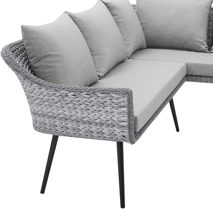 Endeavor Outdoor Patio Wicker Rattan Outdoor Patio Wicker Rattan Seating Set in Gray Gray