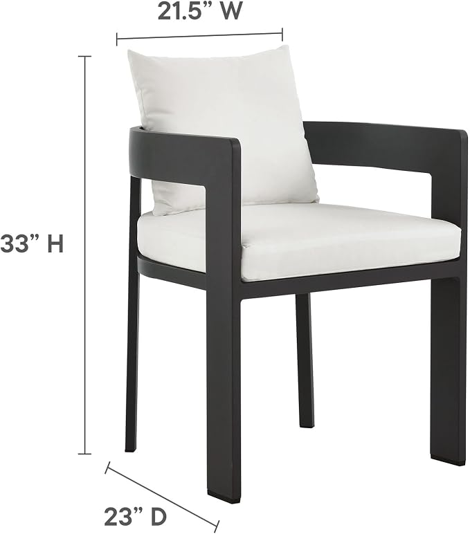 Modway Tahoe Outdoor Patio Powder-Coated Aluminum 9-Piece Dining Set in Gray White - Rectangular Patio Furniture Set for 8 - Outside Table with Umbrella Hole and Cushioned Chairs - Modern Patio Set