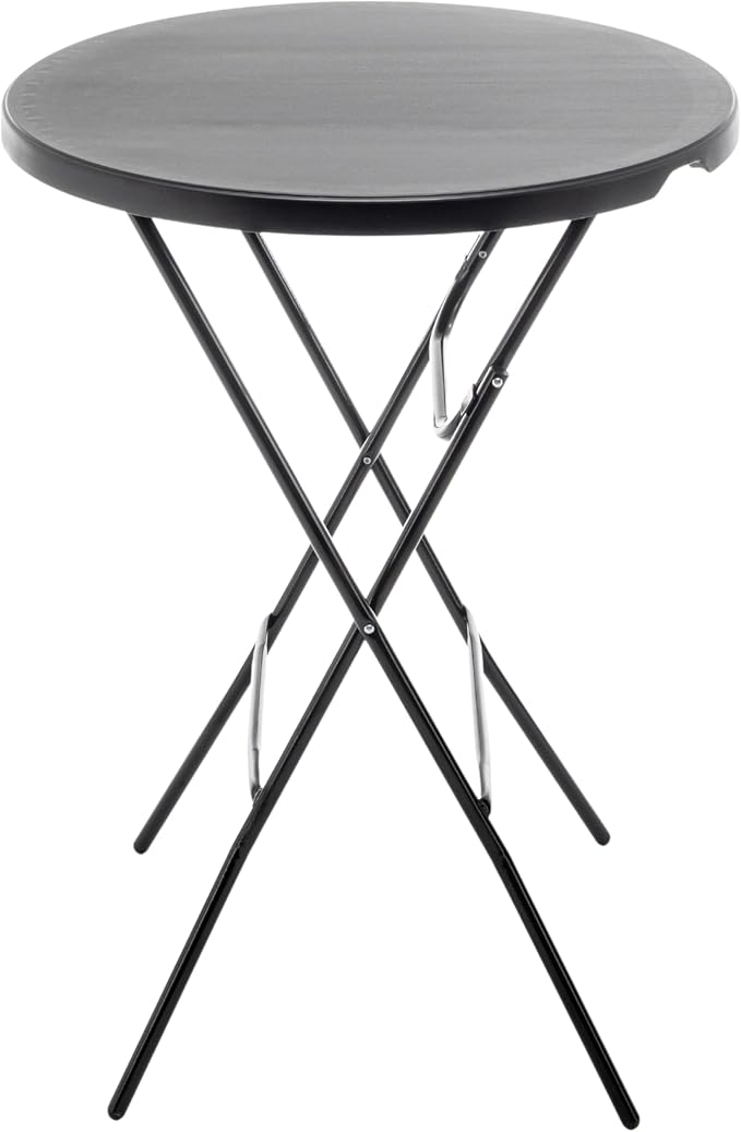 BTEXPERT Set of 2, Black 2.63 Foot Round Plastic Bar Height Folding Table Indoor Outdoor Accessory for Patio Backyard Dining Wedding Party Events Home Kitchen