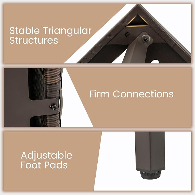 Outdoor Side Table with Umbrella Hole, Umbrella Table with Zinc-Iron Alloy Tabletop & Sturdy Galvanized Iron Frame, 22" Wicker End Table for Patio, Garden, Porch, Poolside(Mix Brown)