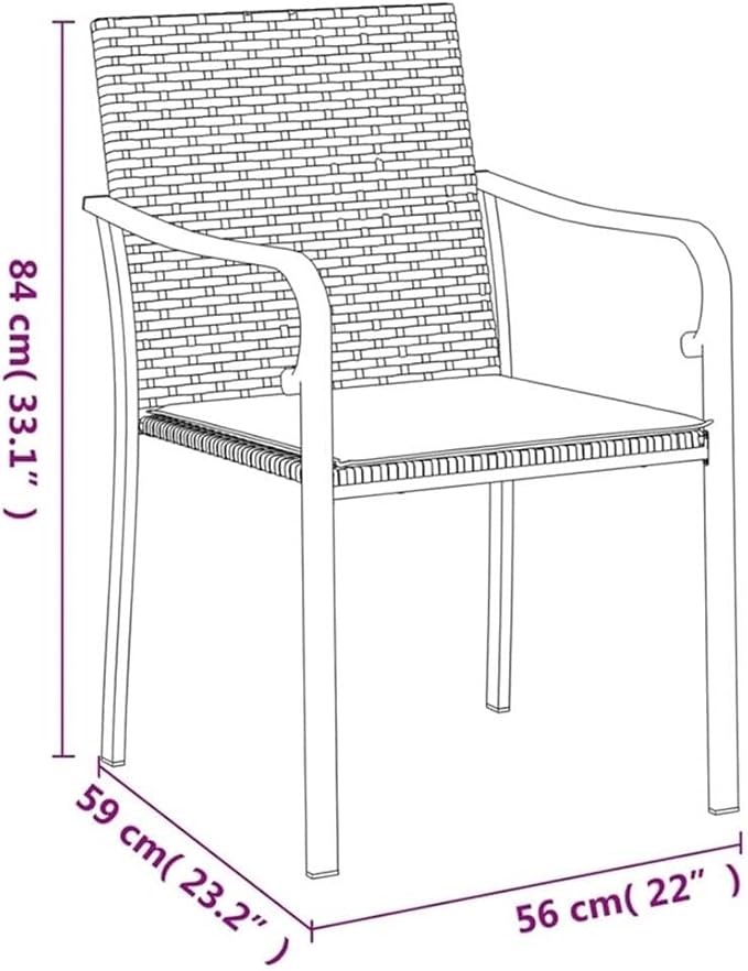 Afuera Living 3-Piece Contemporary Garden Dining Set, 31.5 in Square Table, PE Rattan/Steel/Tempered Glass, Brown/Black/Cream White Finish, Cushioned Chairs, Compact Design for Patio, Balcony,