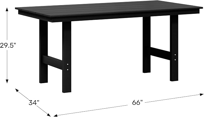 WestinTrends Ashore Outdoor Modern HDPE 66" Wide Rectangle Patio Dining Table for 6, Navy Blue