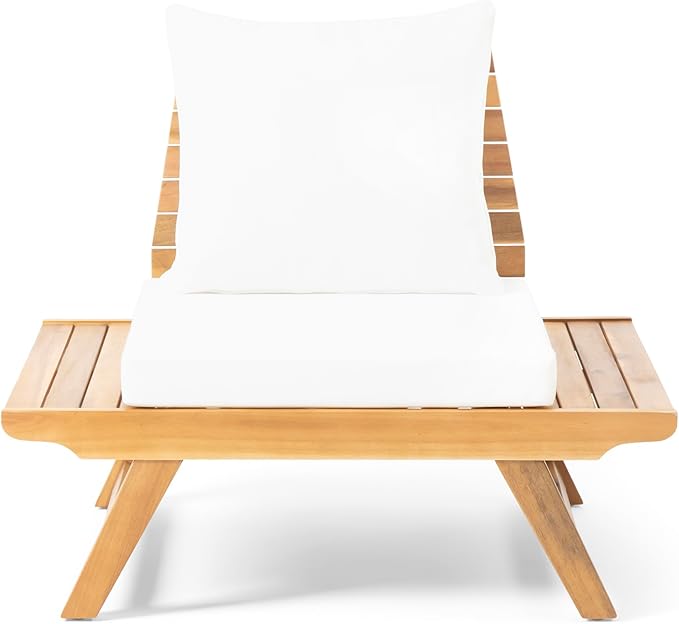 Christopher Knight Home Sedona Outdoor 2 Seater Acacia Wood Conversation Set with Coffee Table, Teak and White