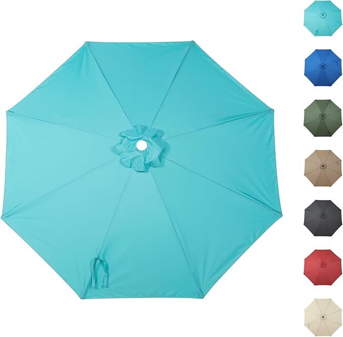 COWVIE Umbrella Canopy Replacement for 8 Ribs Patio Umbrella, Outdoor Table Parasol Replacement for Yard, Canopy Only