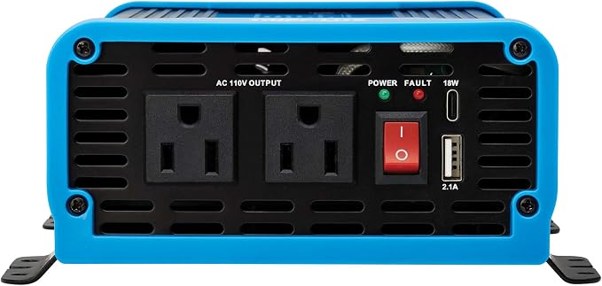 Tripp Lite 300W Compact Pure Sine Wave Power Inverter, 2 Outlets, 1 USB + 1 USB-C Charging Ports, Mounting Brackets Included, 2-Year Warranty (PINV300SW-120)