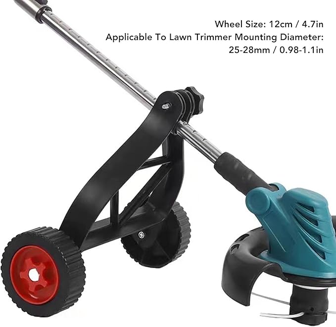 String Trimmer Attachment Wheel, Sturdy ABS Support Wheels for Lawn Trimmer – Quick Installation Auxiliary Wheel for Walk Behind Brush Cutter Gardening Tool