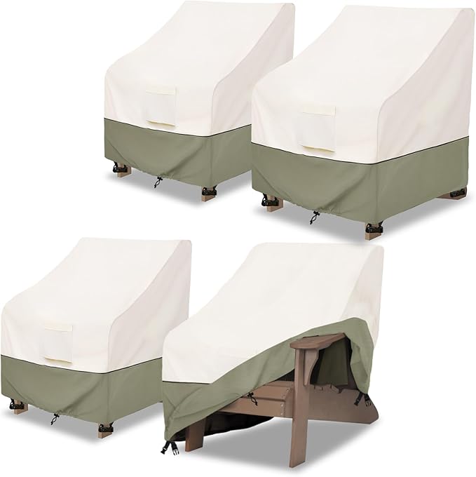 Bitubi Waterproof 4 Pack Patio Adirondack Chair Cover for Outdoor Chair Size Up to 30W x 34D x 36H inch,Outdoor Lawn Patio Furniture Covers (Beige)