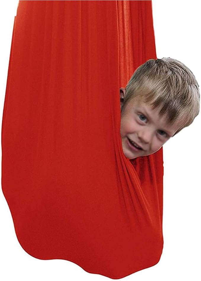 Adjustable Indoor Therapy Swing Yoga Flying Cuddle Hammock Hanging Bed Ideal For Children's Kids/Adult Special Needs Autism ADHD Aspergers And Sensory Integration ( Color : Red , Size : 150 x 280 cm )