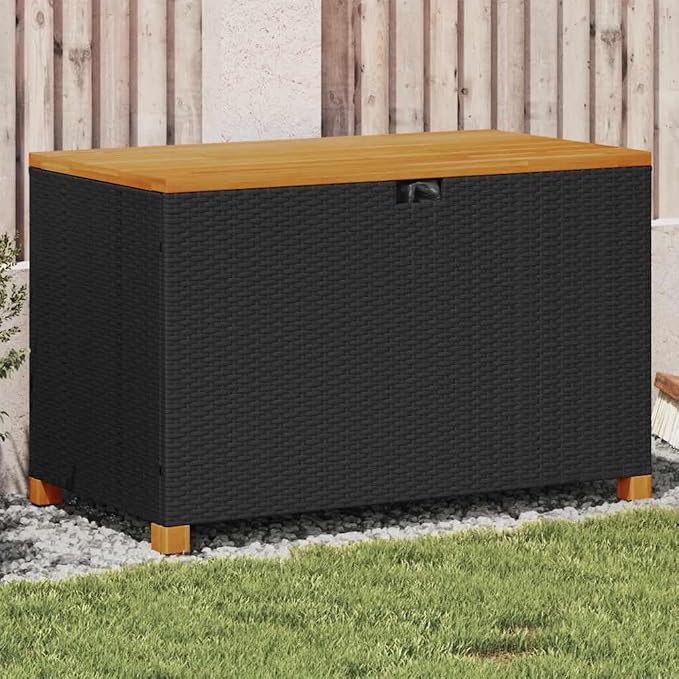 Garden Storage Box Black and Brown Outdoor Storage